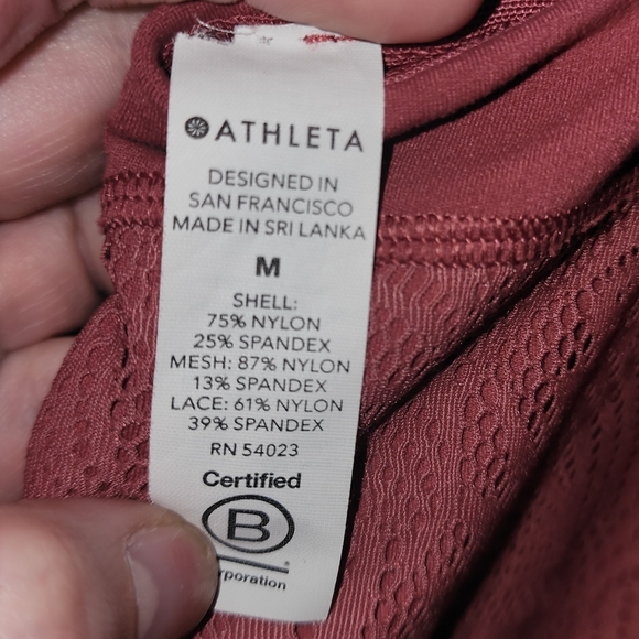 Athleta Luxe Mesh Conscious Crop Bra/Top Dusty Rose Women's Crop Top Active Med - Picture 3 of 4